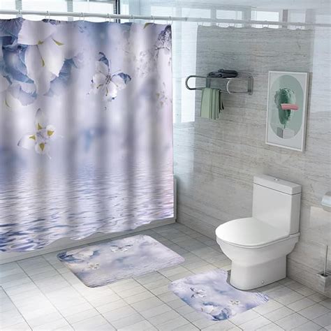 Kuber Industries Shower Curtain & Bathmat Set | Non-Slip Bath mats for ...