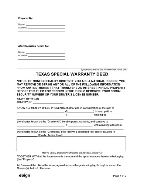 Texas Real Estate Warranty Deed Form at Greg Booth blog