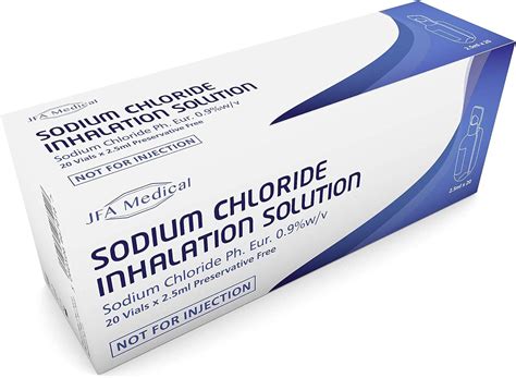 JFA Medical Isotonic Sodium Chloride 0.9% NaCl Inhalation Saline Solution - Box of 20 X 2.5ml ...