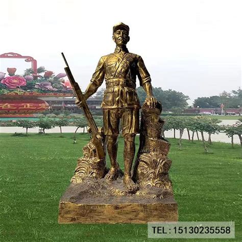 玻璃钢铸铜人物雕塑名人肖像校园党建红军八路军抗战雕塑-阿里巴巴
