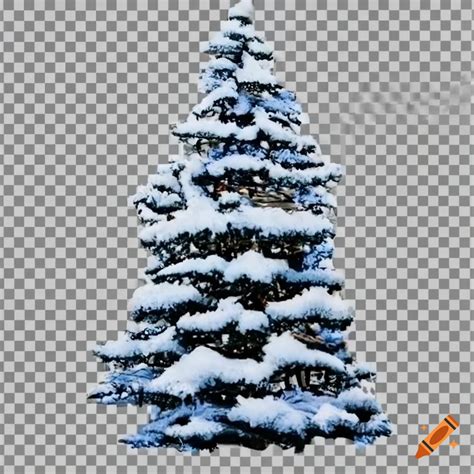 Snow-covered pine tree sprite with transparent background on Craiyon