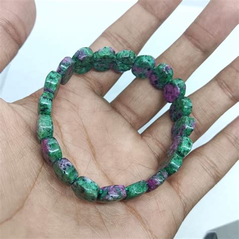 Buy Raw Epidote Zoisite Gemstone Bracelet | Ruby Zoisite Beaded ...