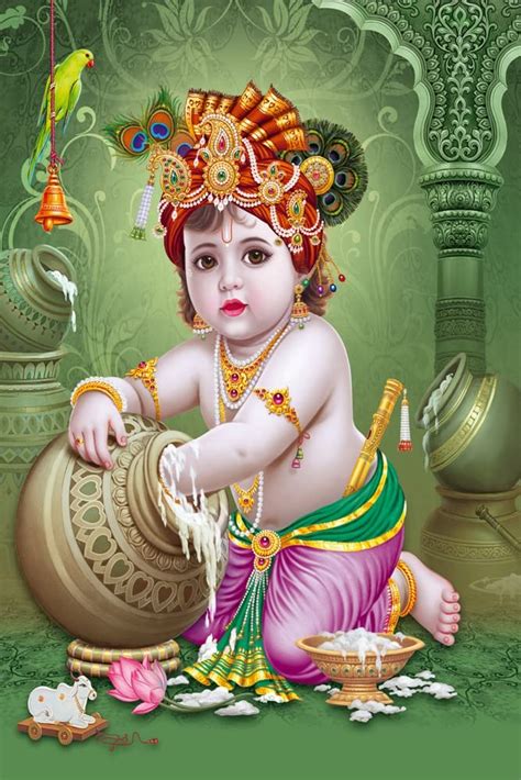 DigitalMantra Bal Krishna Posters for Room Decoration (12x18 Inch ...
