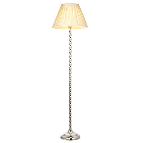 Endon Suki Polished Nickel Floor Lamp Ivory Silk Shade 100375