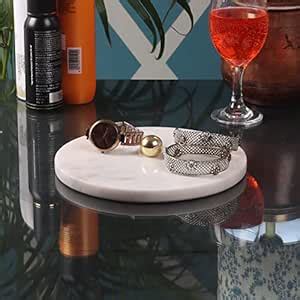 Buy NikkisPride Marble Platter Round with Gold Finish Metal Piece ...