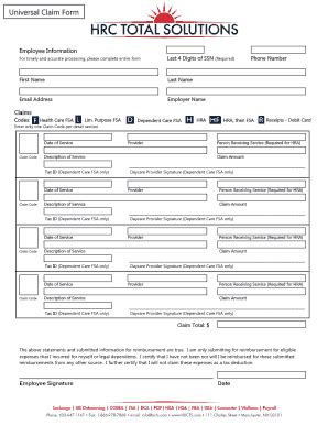 Hrc Total Solutions Universal Claim Form To Print - Fill Online ...