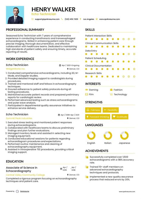 10+ Echo Technician Resume Samples & Templates for 2025