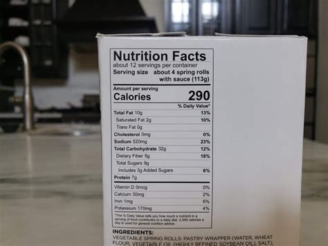 Spring Roll Wrap Nutrition Info at Amy Dieter blog