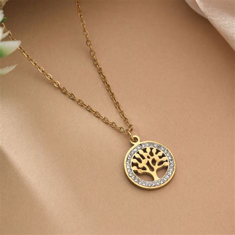 Premium Gold Color Stainless Steel 18K Gold Plated Anti Tarnish Neckla ...