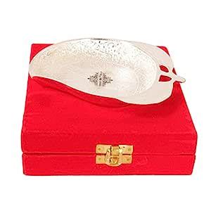 Buy INDIAN ART VILLA Embossed Mango Shaped Silver Plated Bowl Dish Tray ...