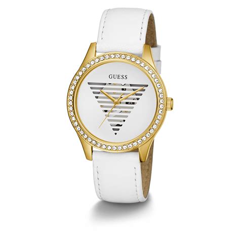GUESS Ladies White Gold Tone Analog Watch – The Watch Factory