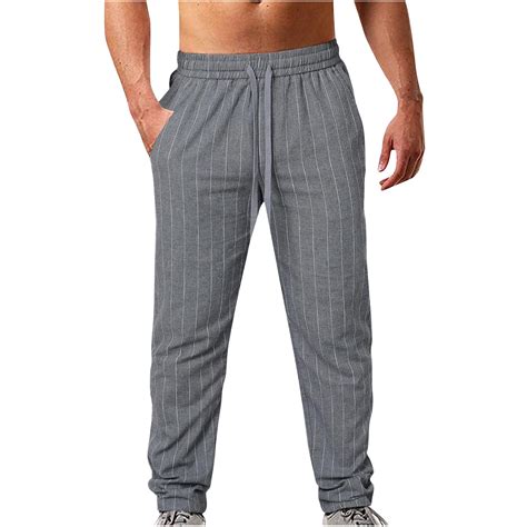Cargo Pants Men Plus Size Mens Cotton Linen Drawstring Elastic Waist ...