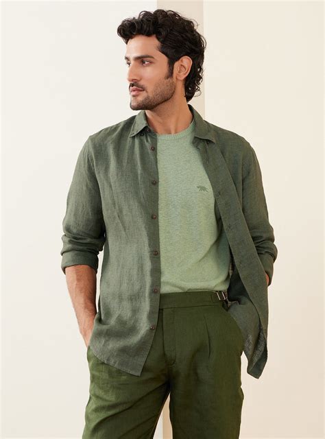 ZR RAZ Olive Green colour Full Sleeve Linen Shirt 28030 – Luxury D'Allure