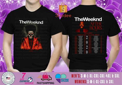 The Weeknd on The After Hours Tour 2020 Merch with Tour Dates T-Shirt S ...