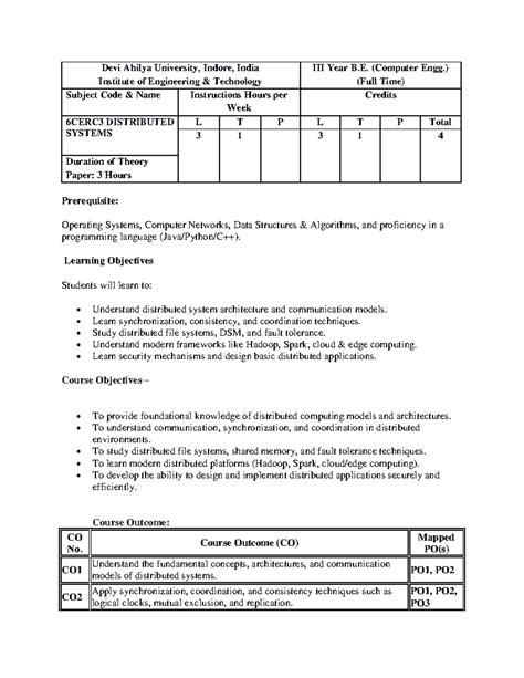 6CERC3 Distributed Systems Syllabus - B.E. Computer Engg. - Studocu