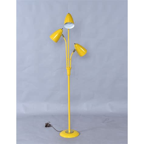 3 Head Adjustable Gerald Thurston Style Mid-Century Modern Yellow Floor ...