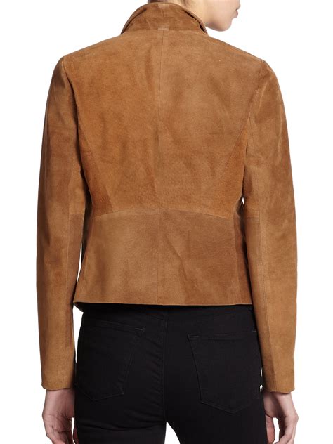 Lyst - Theory Kanya Cropped Suede Jacket in Brown