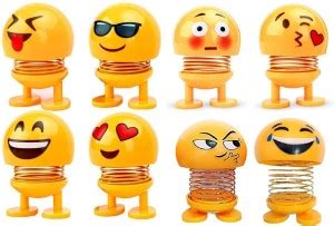 SAFESEED Smiley Spring Dolls for Car Dashboard – D50 Cute Emoji Bobble ...