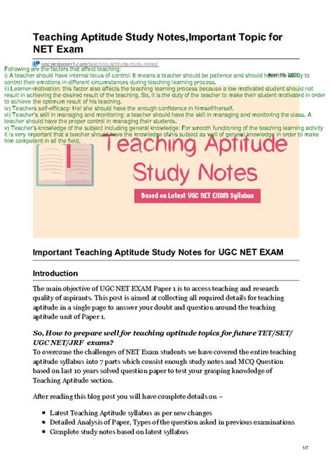 Teaching Aptitude Study Notes Part 1 - April 18, 2020 Teaching Aptitude ...