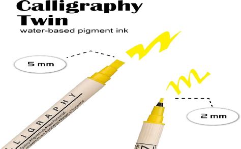 Zig Kuretake Calligraphy Dual Tip Markers BLACK, 2mm, 5mm, Square Tips ...