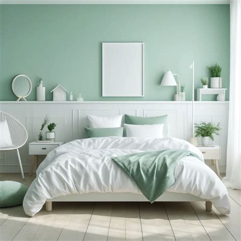 Mint Green and White Calming Bedroom Color Scheme | Green bedroom walls ...