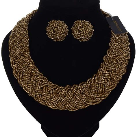 Buy Fashion Chain Choker Collar Necklace Earrings Jewelry Set Water ...