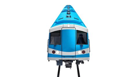 Modelo 3d de um trem de metrô em um fundo branco isolado renderização ...