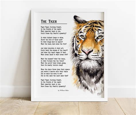 PRINTABLE Tiger Poem by William Blake, Poetry Wall Art, Tyger Tyger ...