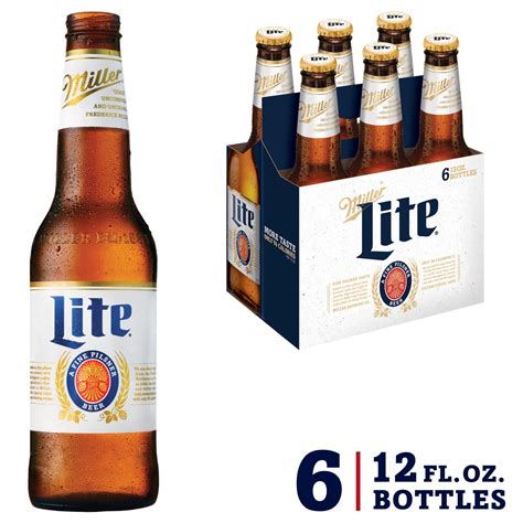 Miller Lite Lager Beer, 6 Pack, 12 fl oz Bottles, 4.2% ABV - Walmart.com