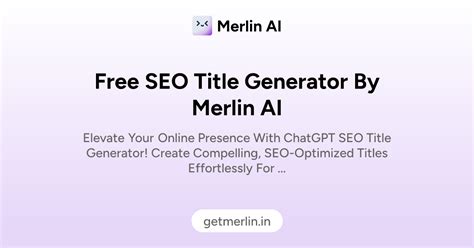 Free SEO Title Generator by Merlin AI