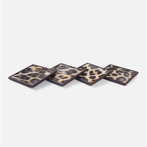 Shop Set Of 4 Leopard Print Faux Leather Coasters - at Best Price ...