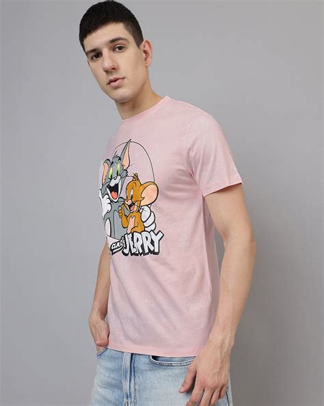 Tom & Jerry Regular Fit Peach Tshirt Men – Free Authority