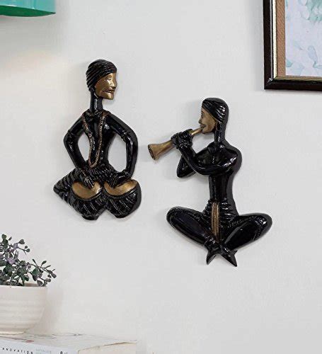 eCraftIndia Brass Jugalbandi Set of 2 Musicians Wall Hanging : Amazon ...