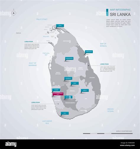 Sri Lanka vector map with infographic elements, pointer marks. Editable ...