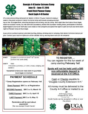 Fillable Online caes uga Georgia 4-H Senior Extreme Camp June 13 June ...