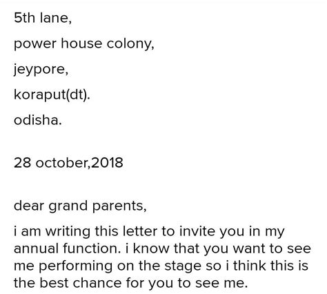 write a letter to grandparents to invite annual day concert - Brainly.in