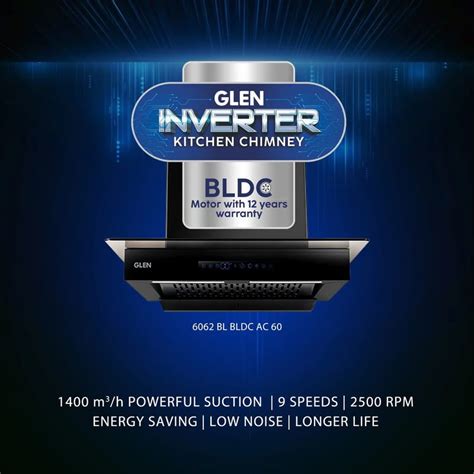 Auto Clean Glass Chimney with Inverter Technology, BLDC Motor 60/90cm ...