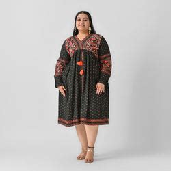 Buy Emerald Green Printed V Neck Dress - SOM | Rustorange