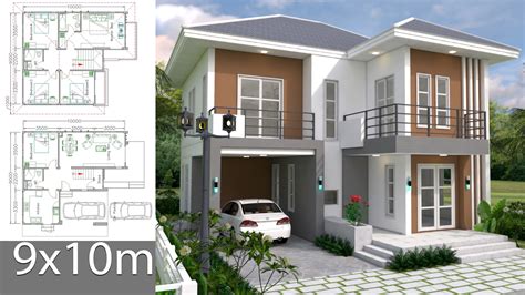 House Plans Design 9x10m 5beds - Samphoas.Com