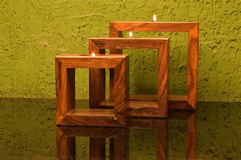 Buy Wooden Tea Light Candle Holders | Centerpieces for Table | Home ...