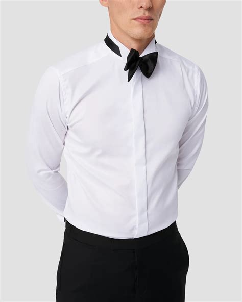 White Signature Twill Tuxedo Shirt - Eton