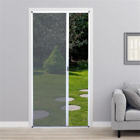 MaKefeile No-Drilling Retractable Screen Door, Folding Sliding Screen Doors with Aluminum Frame ...