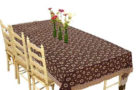Buy CASA-NEST PVC Waterproof Table Cover Brown Flower Design Upto 4 ...