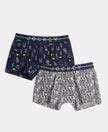 Buy Super Combed Cotton Elastane Stretch Printed Trunk with Front Open ...