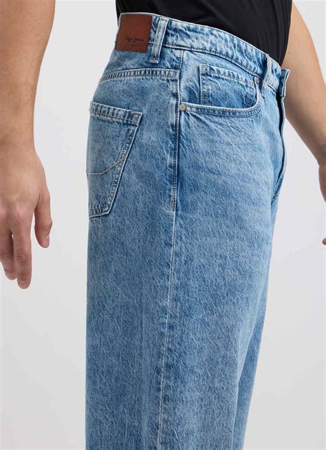 Men Blue Relaxed Barrel Fit Mid Rise Jeans | Pepe Jeans India