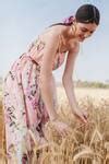 Buy Peach Cotton Floral Square Neck Garden Maxi Dress For Women by THE ...