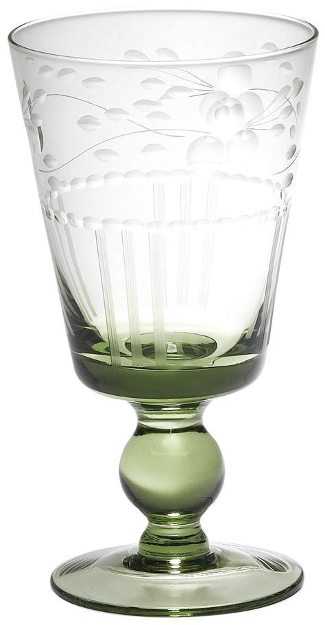 Signature Housewares Faustina 12-Ounce Wine/Water Glasses, Green, Set ...