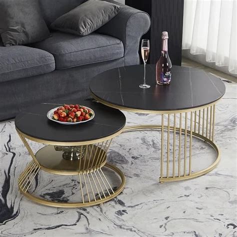 ObalTure Round Coffee Table Modern Sofa Side Table for Living Room End ...