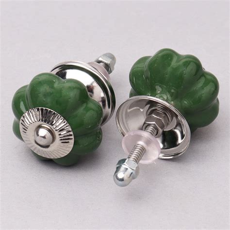 Green Frosted Melon Glass Drawer Knobs