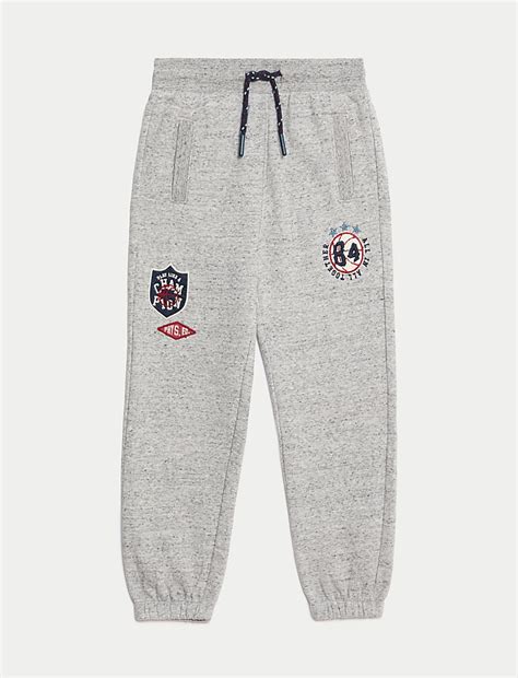 Buy Cotton Rich Badge Joggers (2-8 Yrs) at Marks & Spencer